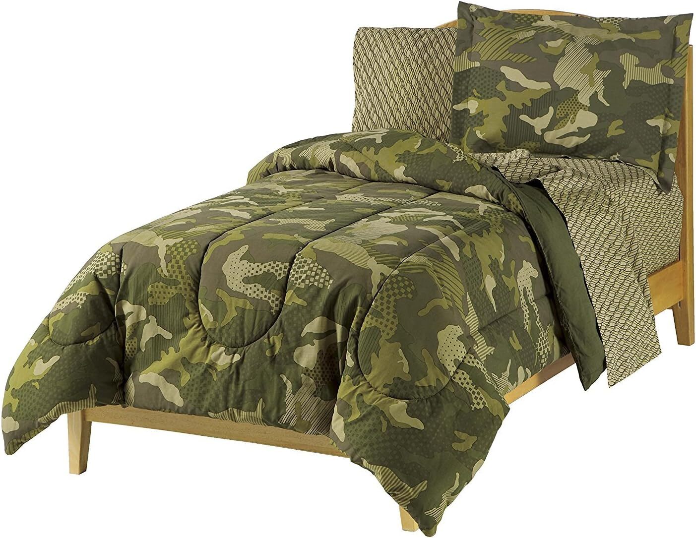 Dream Factory Boys Army Green Desert Camo Comforter Set, Twin, Geo