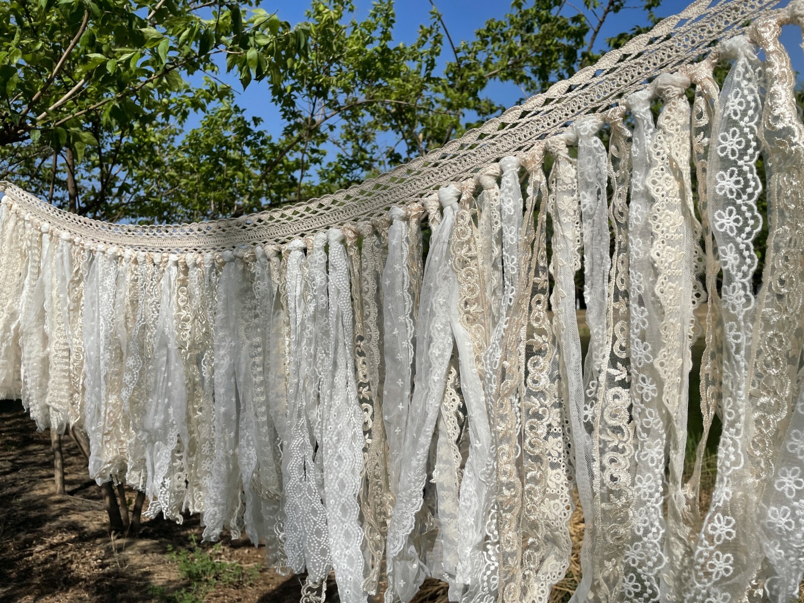 Rustic Shabby Chic Lace curtain Hand Crochet Lace Kitchen Valance