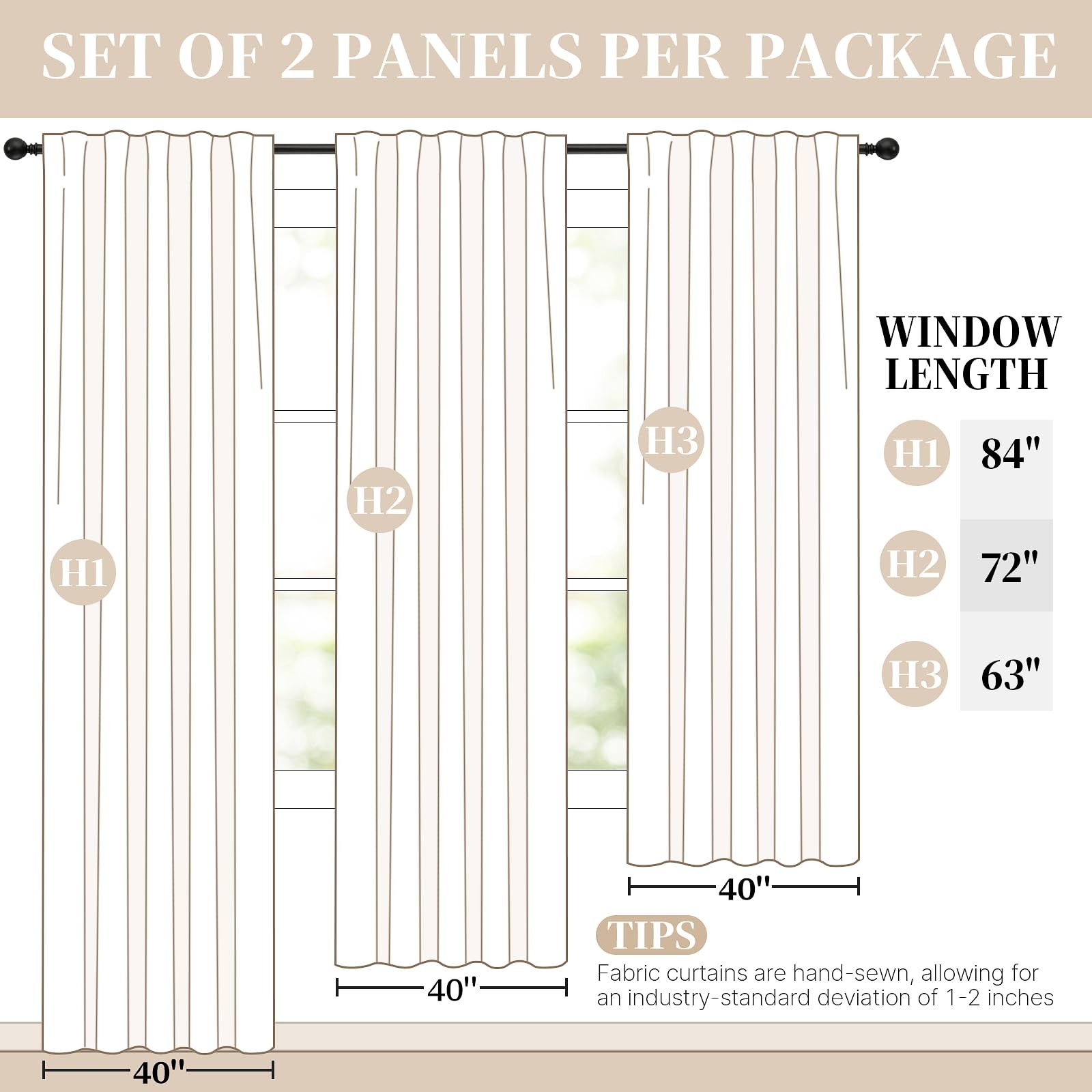 100% Blackout Curtains for Bedroom, 63 inches Long Thermal Insulated Curtains…