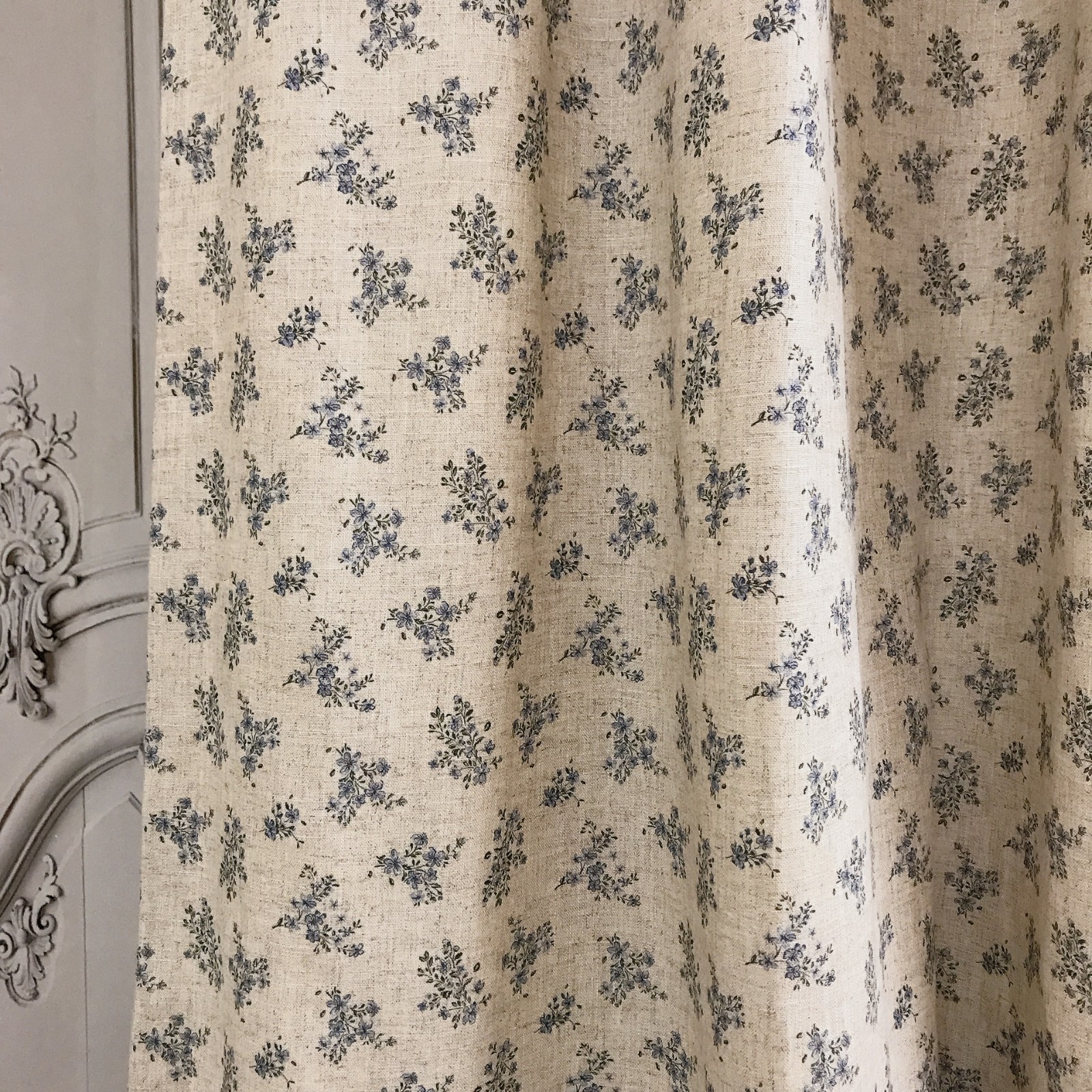 Handcrafted Floral Curtains Linen Blend Petite Botanical Custom Drapery Panels