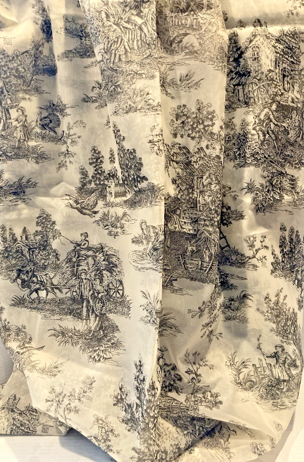 Waverly Black Toile Sheer Drapery Curtain Panel Garden Room French Country 60×84