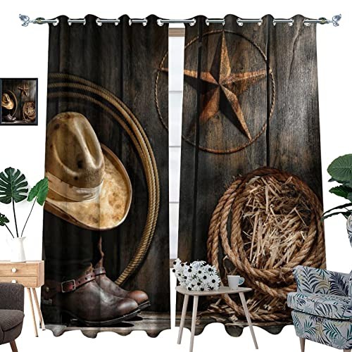 Blackout Curtains for Bedroom,Rustic 42″W x 45″L (Pack of 1) Western Farmhouse