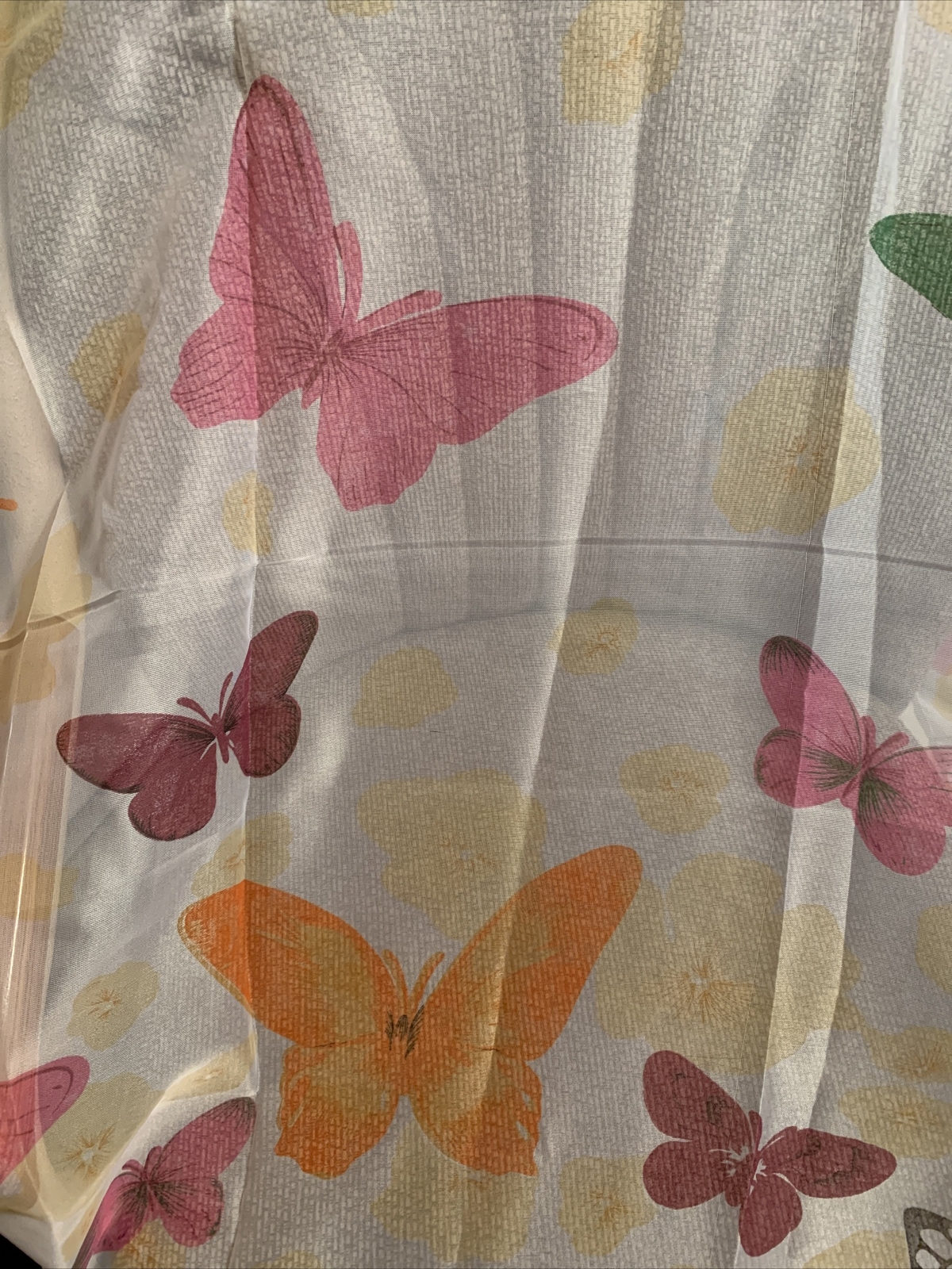 Sheer White Long Multi Color Butterfly Butterflies Curtain Yellow Flowers New