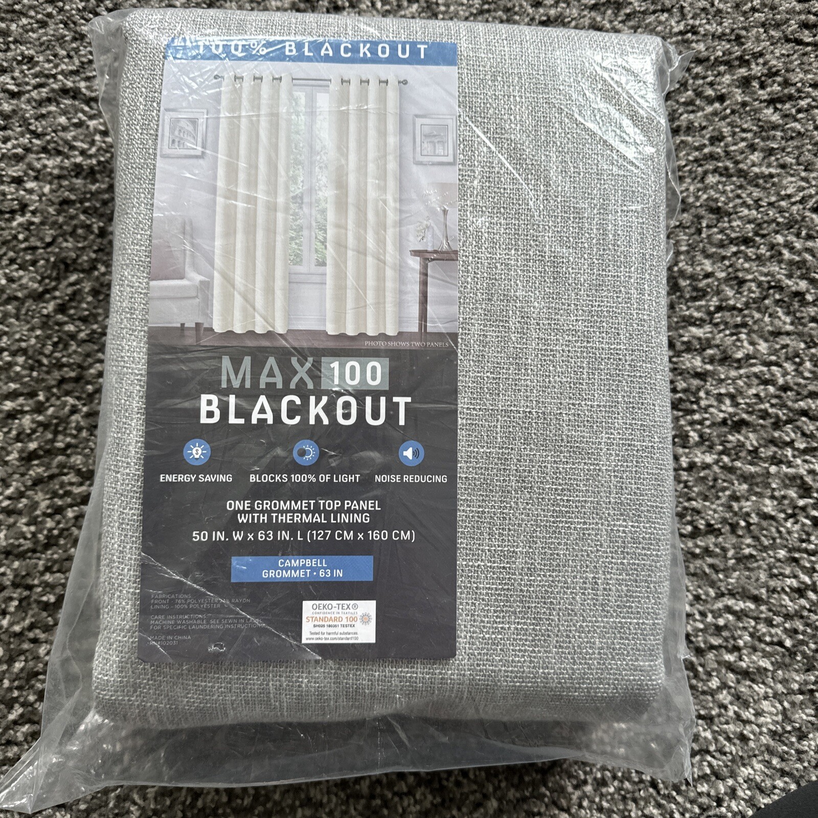 Max 100 Blackout Curtains Grommet Color Grey