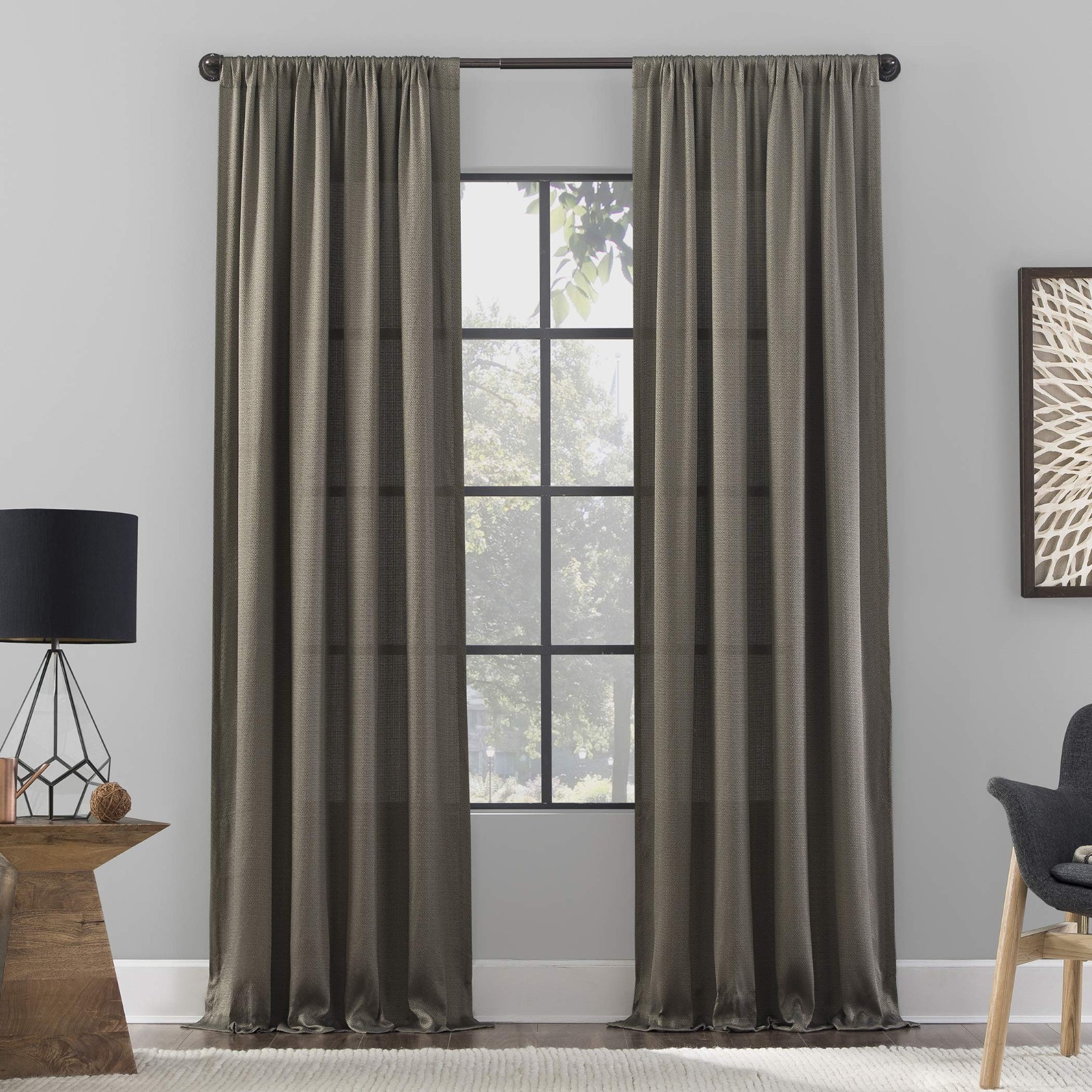 Clean Window Raw Texture Recycled Fiber Semi-Sheer Curtain Panel, 50″ x 63″, Moc
