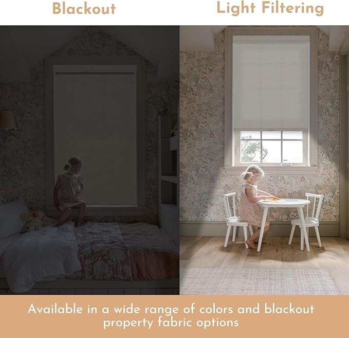 Blackout Motorized Cream Color Linen METechs Custom Size Cordless Roller Blinds