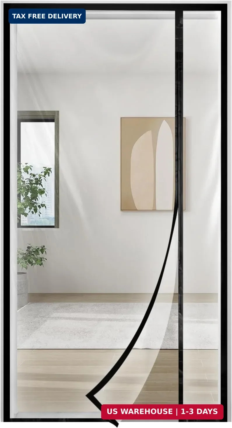 Transparent Thermal Insulated Door Curtain, Reversible Left or Right Side Openin