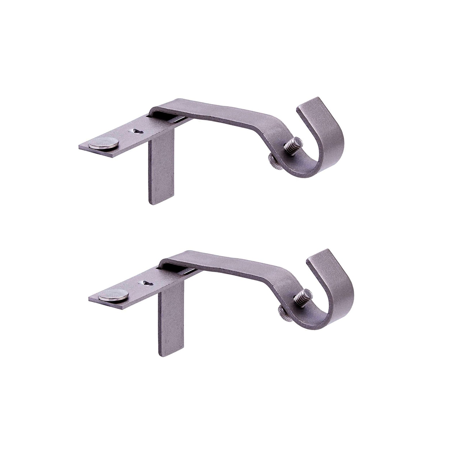 Pewter Fast Fit No Measure Curtain Rod Brackets 3 Inch Projection Holds 20 Po…