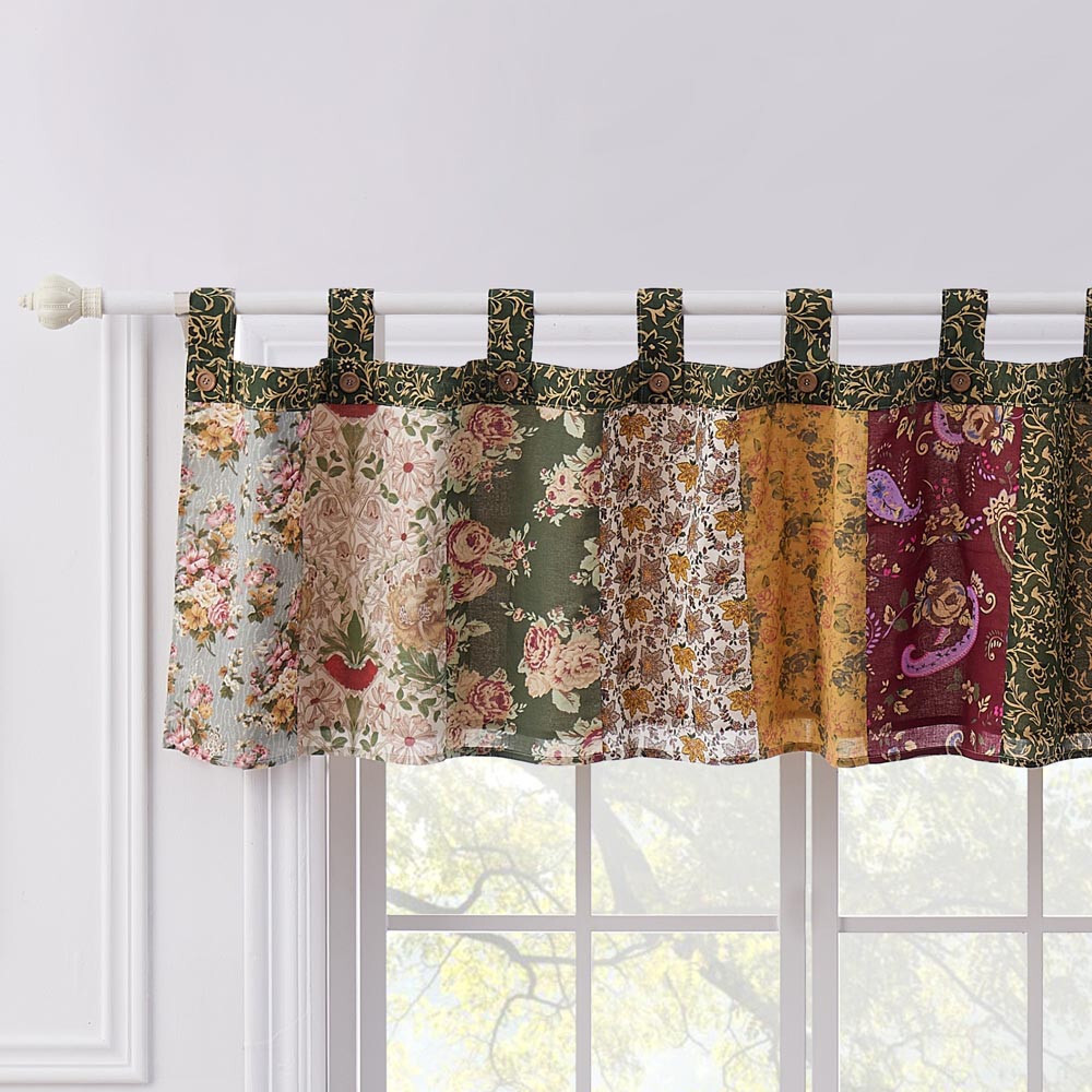 ANTIQUE CHIC 84×21 WINDOW VALANCE : PATCHWORK COUNTRY FLORAL PAISLEY COTTON