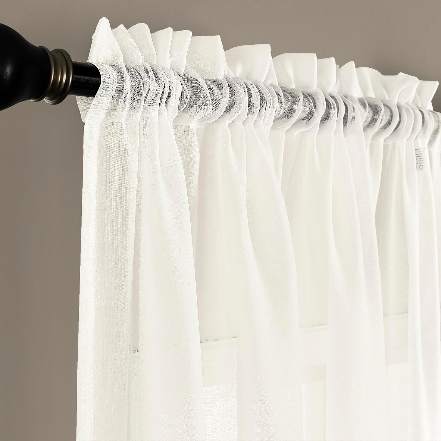 White Sheer Curtains 84 Inch Length Rod Pocket Soft Touch 2 Panel Curtain Set
