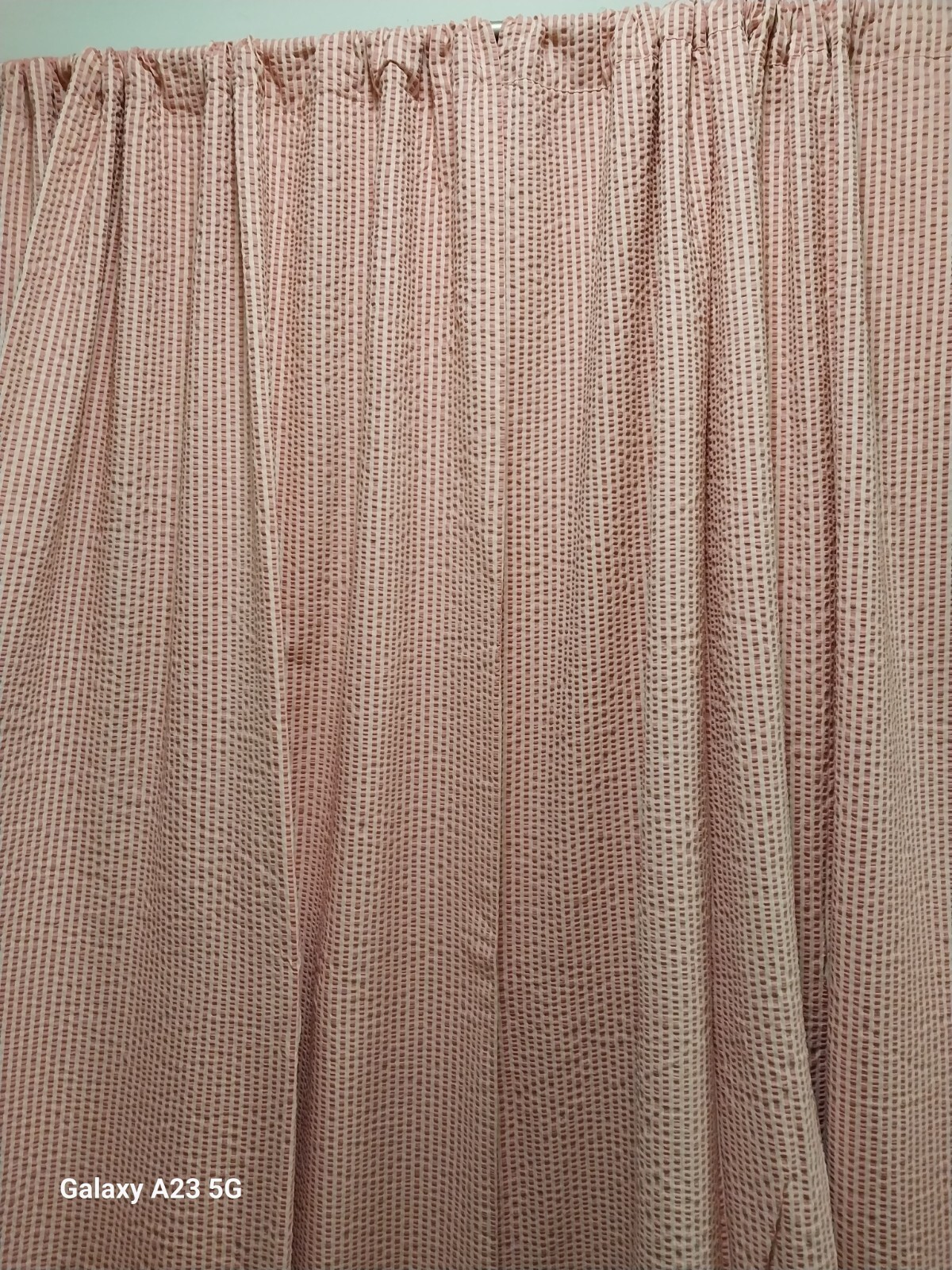 Custom Made Drapes Pink & White Stripe-84″ Long Tiebacks-Double Fabric-Warm!