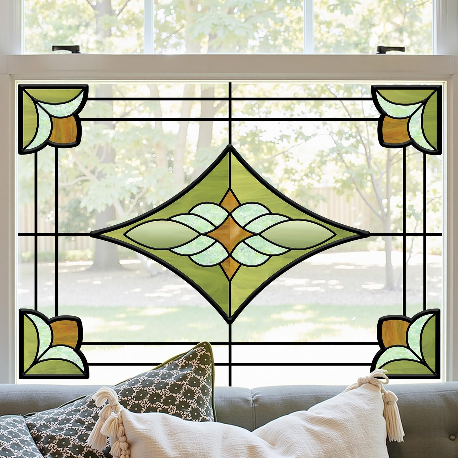 Window Stickers, ‌Stained Glass Window Privacy Film, UV Blocking Static Cling…