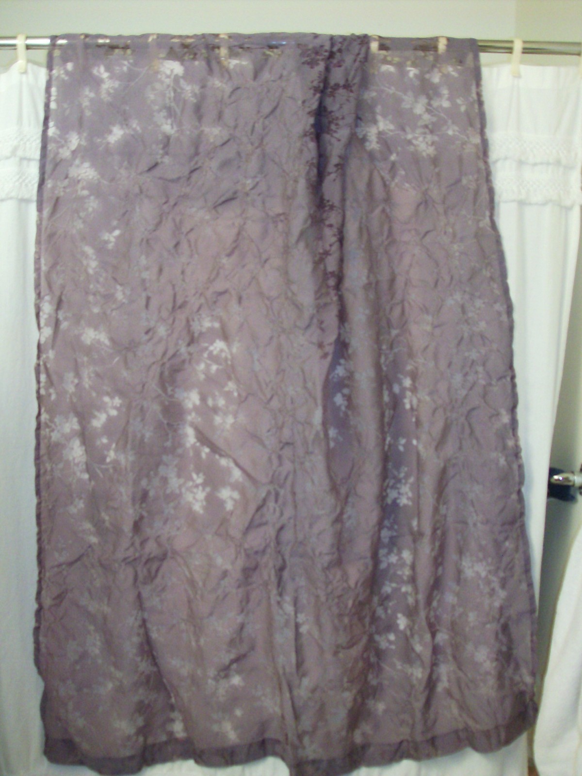 2 Panels SHEER DEEP LAVENDER PURPLE Curtains Draperies 53″ W X 83″ L Top Seam 3″