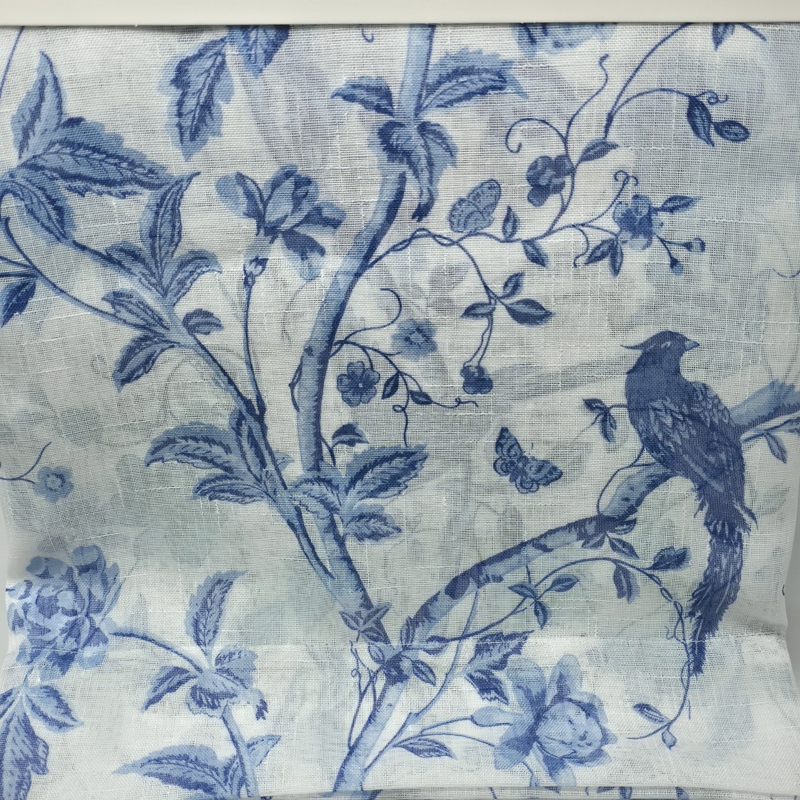 Laura Ashley Semi Sheer Bird Floral Curtains Set 2 38×84 Blue Cottage