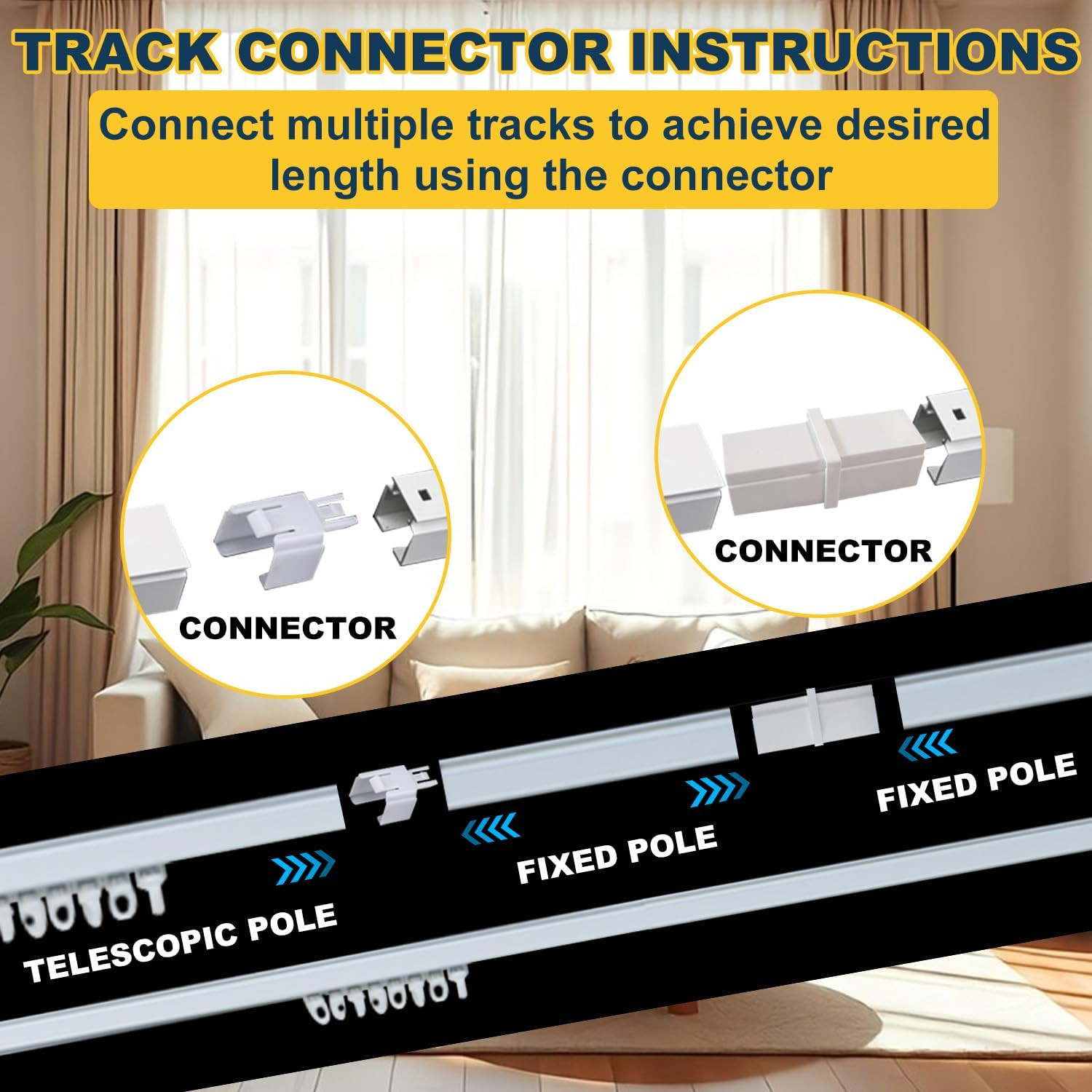 Retractable Curtain Track System, 6.9-8.5Ft/82.7-102.4In Ceiling & Wall Mounting