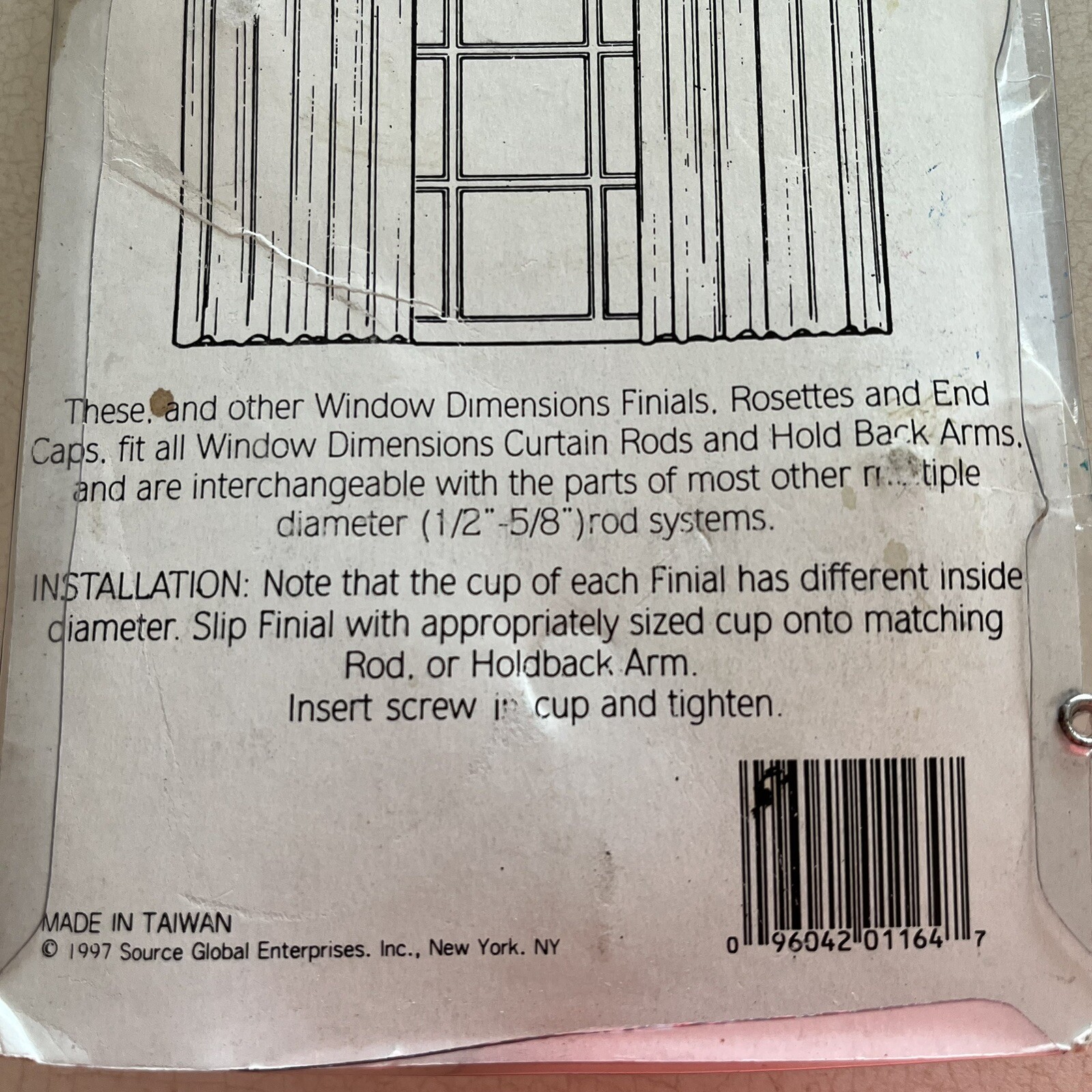 WINDOW DIMENSIONS~Rod System 2 Tricorn Finials VTG 1997 Silver color 1/2″ x 5/8″