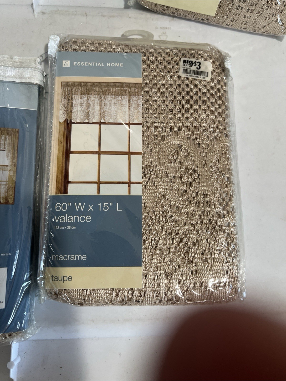 Essential Home 60”x15” Valance NEW Macrame Taupe Lot Of (3)