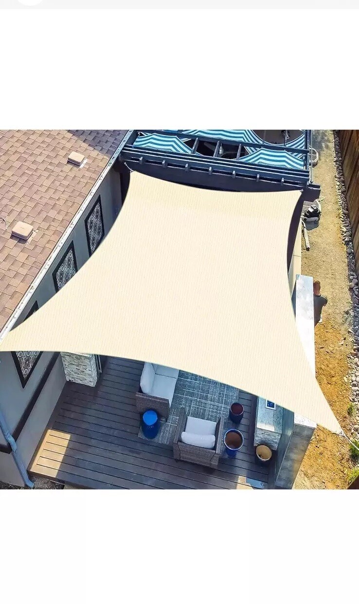 SUNLAX Sun Shade Sail,10’x8″ Beige Rectangle Canopy UV Blocking