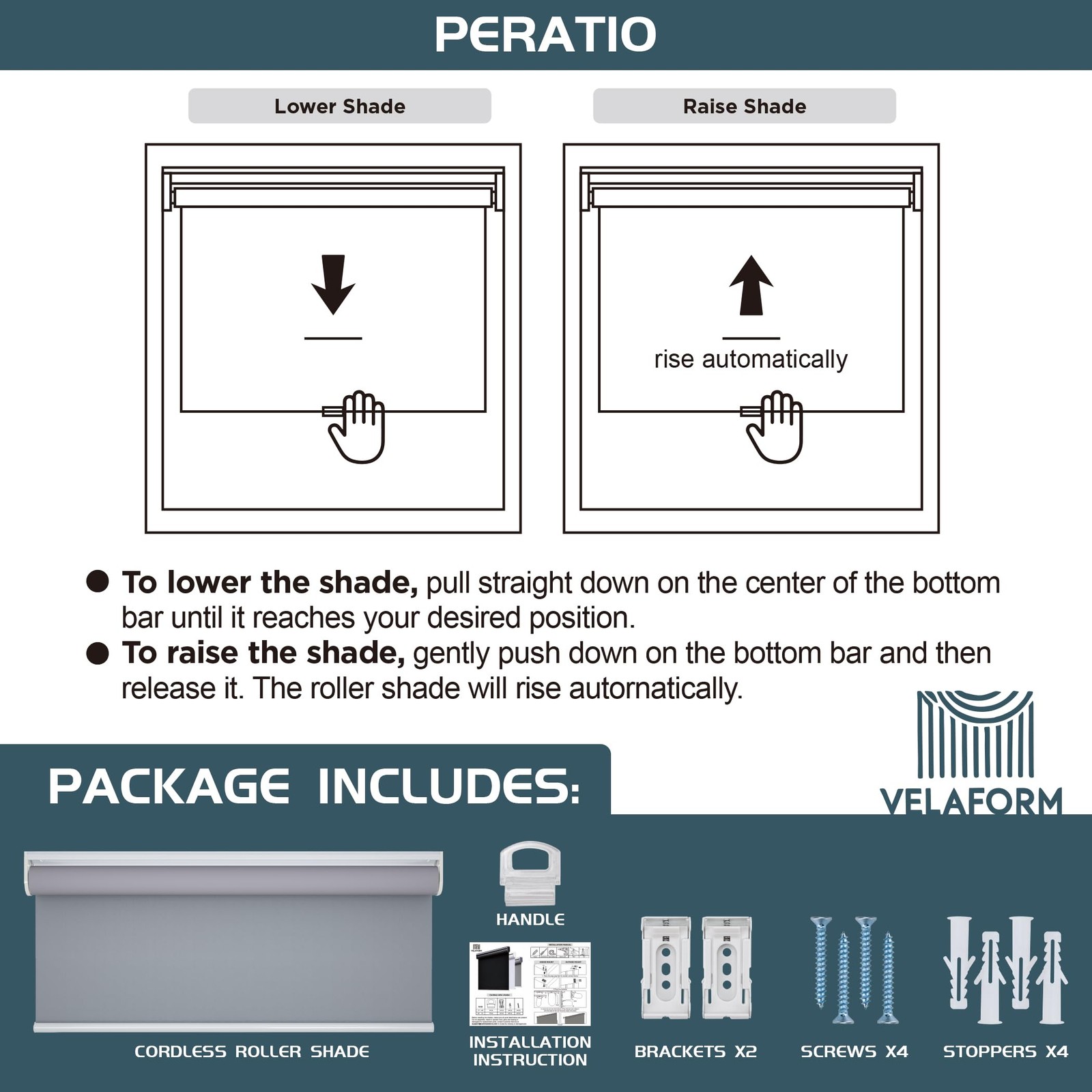 Cordless Roller Shades – Blackout Blinds with UV Protection, Room Darkening f…