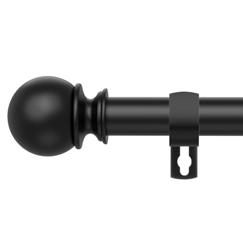 Curtain Rods for Windows 28 to 48 Inch,5/8 Inch Diameter 28-48″(1 Pack) Black