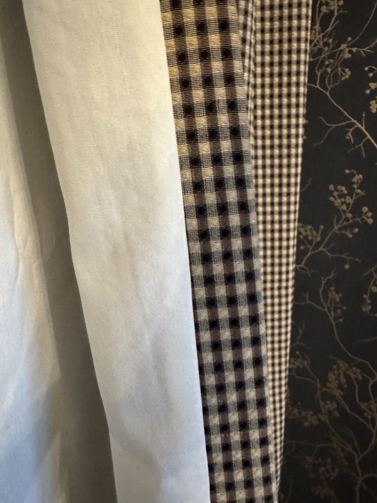 Custom Drapes Black Tan Gingham Pinch Pleat Lined Pair 28×84 Curtains Side Panel