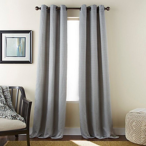 Window Curtain Panels Pair 84″ L x 37″ (74) W Waffle Gray Grommet 2 pieces