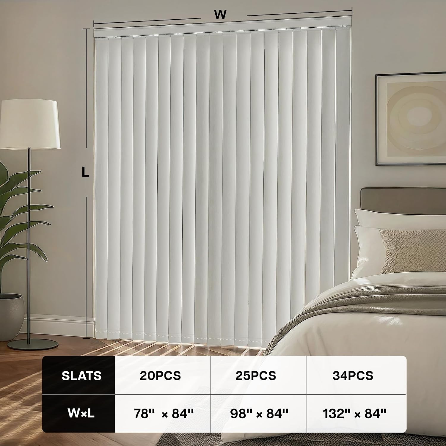 Vertical Blinds Replacement Slats, Room Darkening 34pcs | Fabric Slats for