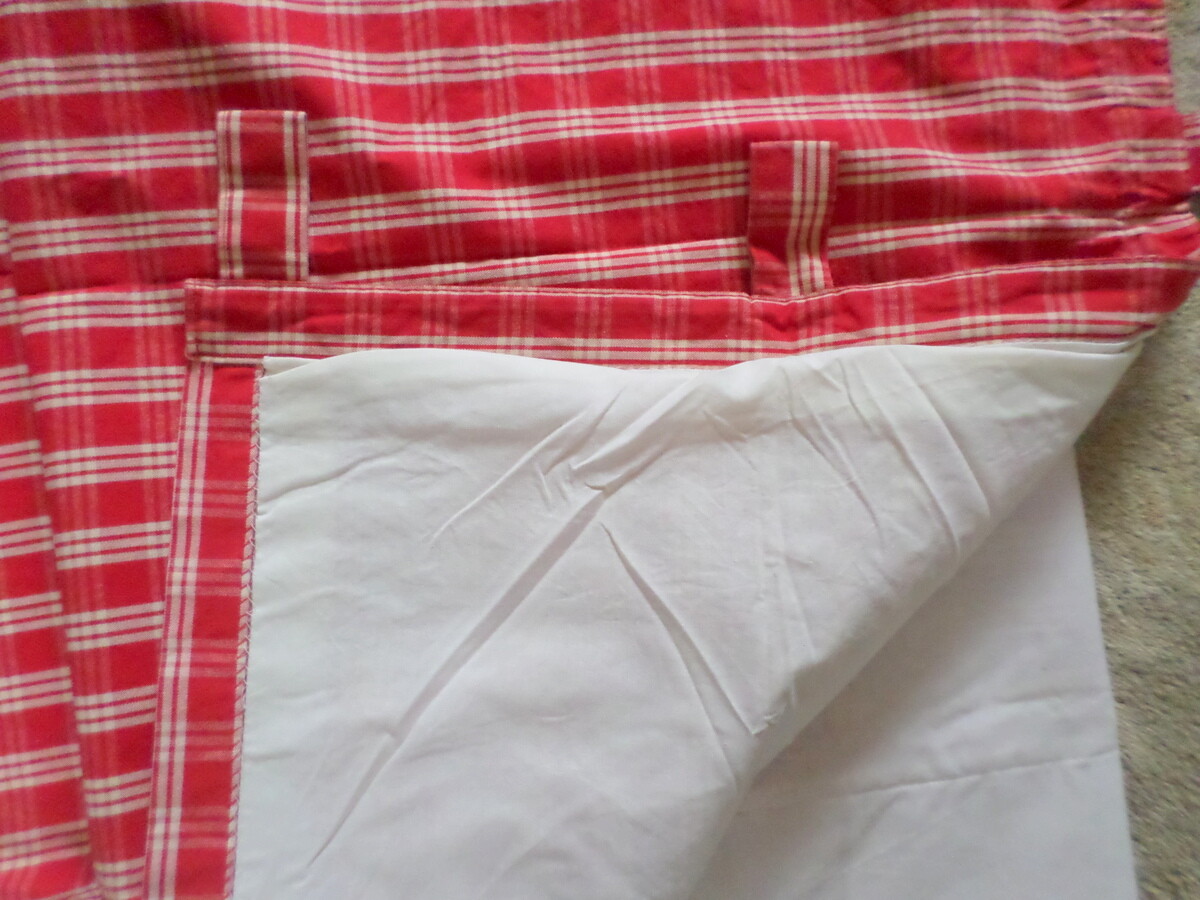 Tab Top Curtain Panel Cotton Country Red Check or Blue Houndstooth BUY 1 OR MANY