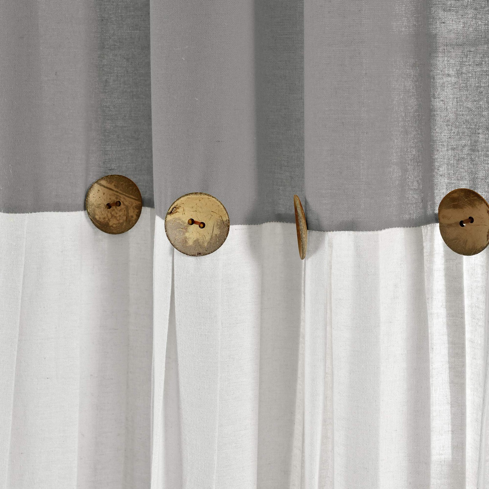 Dark Gray Linen Button Curtain 40×84 Farmhouse Modern Window Panel Single