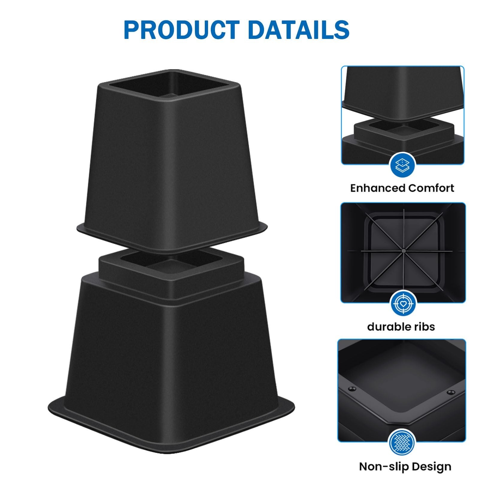 ANNKUT Bed Risers 8 inch Heavy Duty,Elevation in Heights 3, 5, 8 Inch，Adj