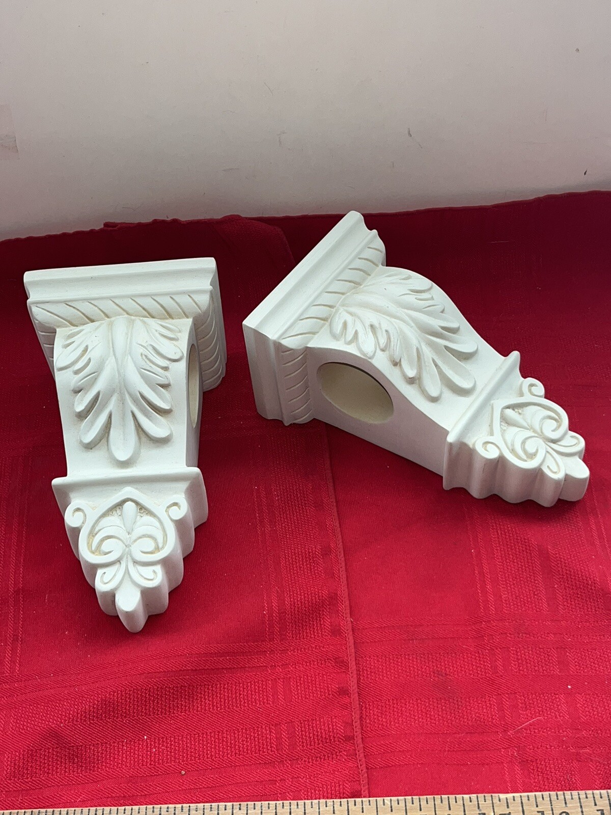 ORNATE SHABBY CHIC IVORY PLASTER DRAPERY /WALL HANGING ROD HOLDERS WALL MOUNT