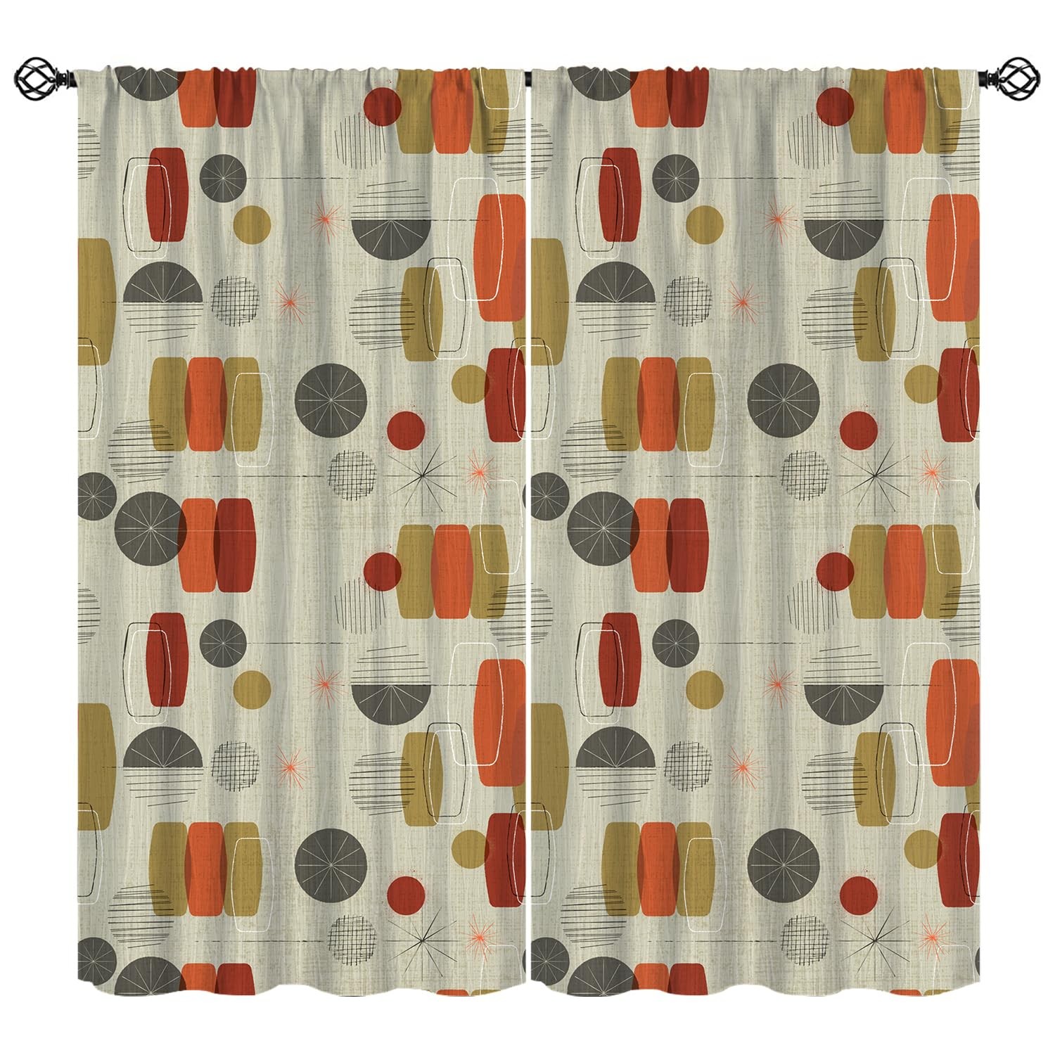 Mid Century Curtains, Modern Abstract Geometric Shapes Retro Texture Pattern …