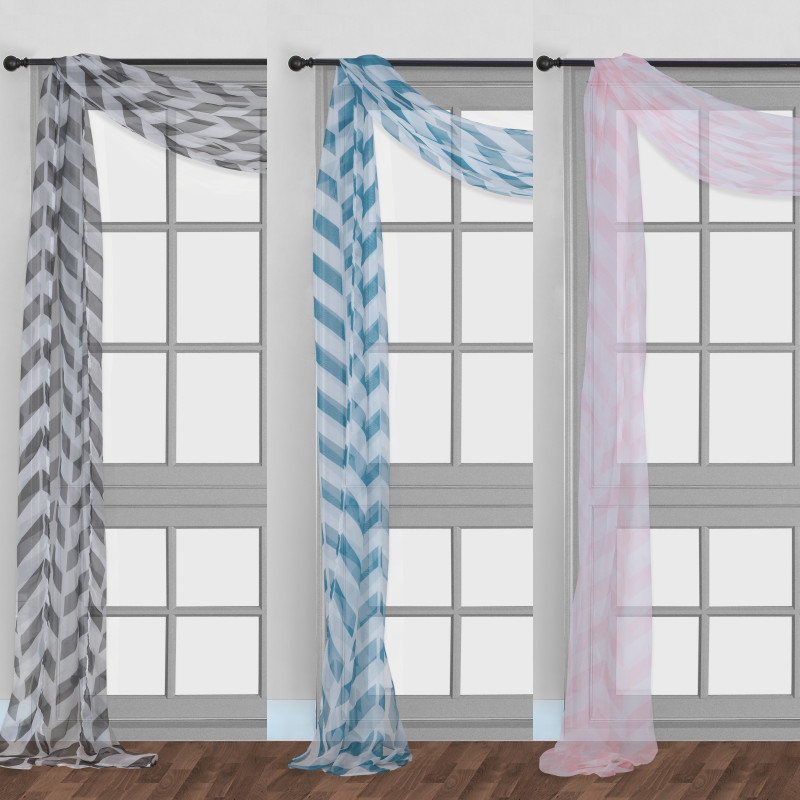 1PC SCARF VALANCE TOPPER PRINTED VOILE SHEER WINDOW CURTAIN DRAPE(C37)37″ X216″L