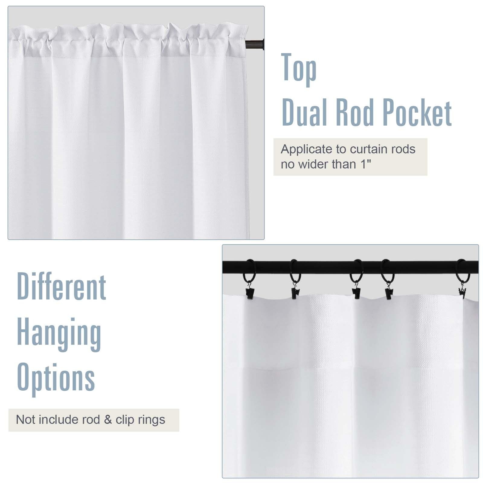 Kitchen Curtains Tier 36 Inch Length 2 Panels, 30″W x 36″L (Pack of 2) White