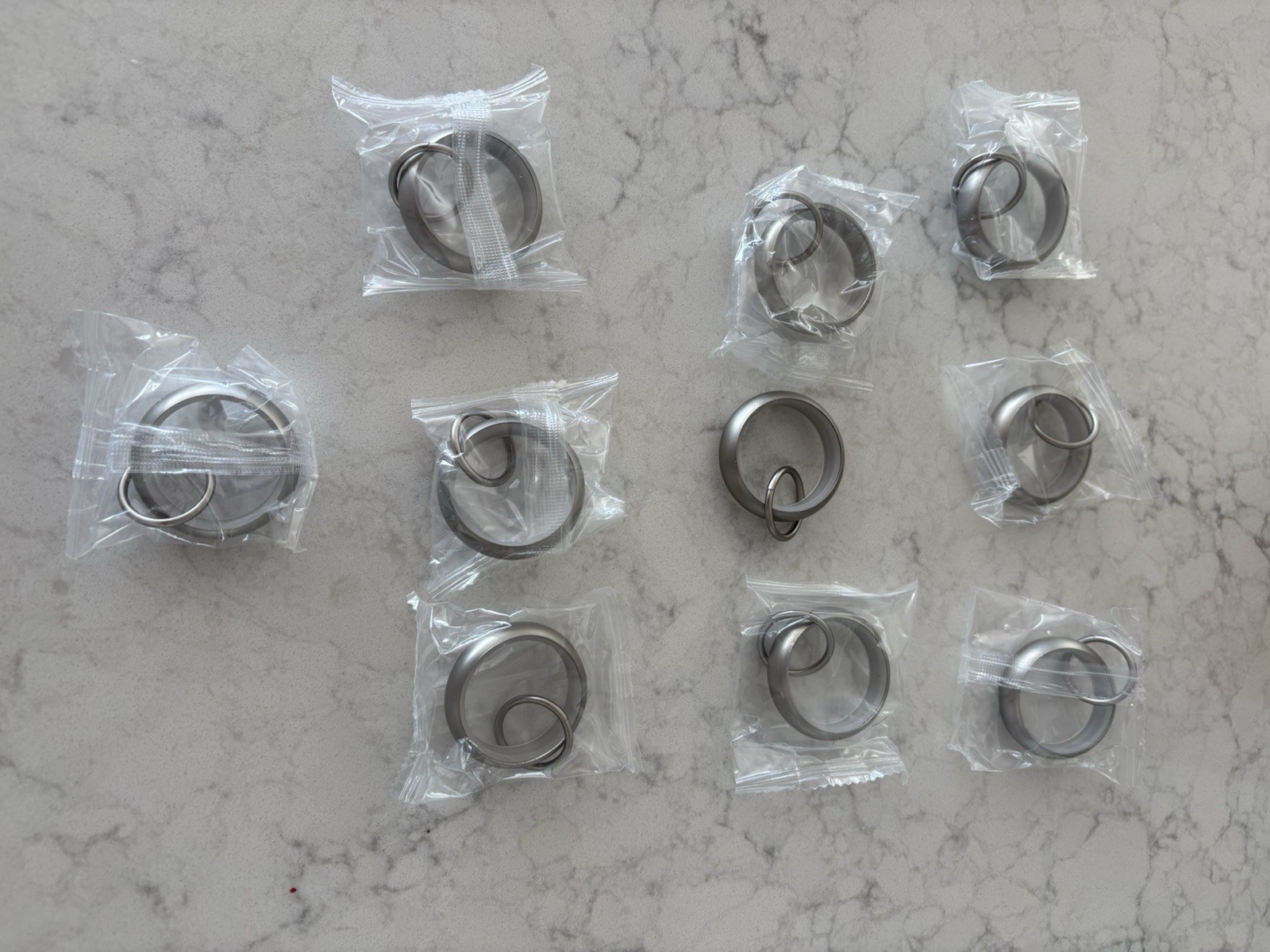 Set/ 20 Pottery Barn Quiet Glide LARGE Double Drapery Rings 1.25 ”Pewter Silver