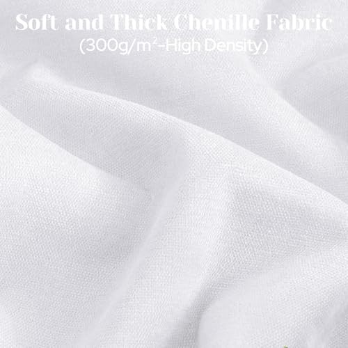 Full Chenille Blackout Curtains for Bedroom 52″W x 96″L (Pack of 2) White