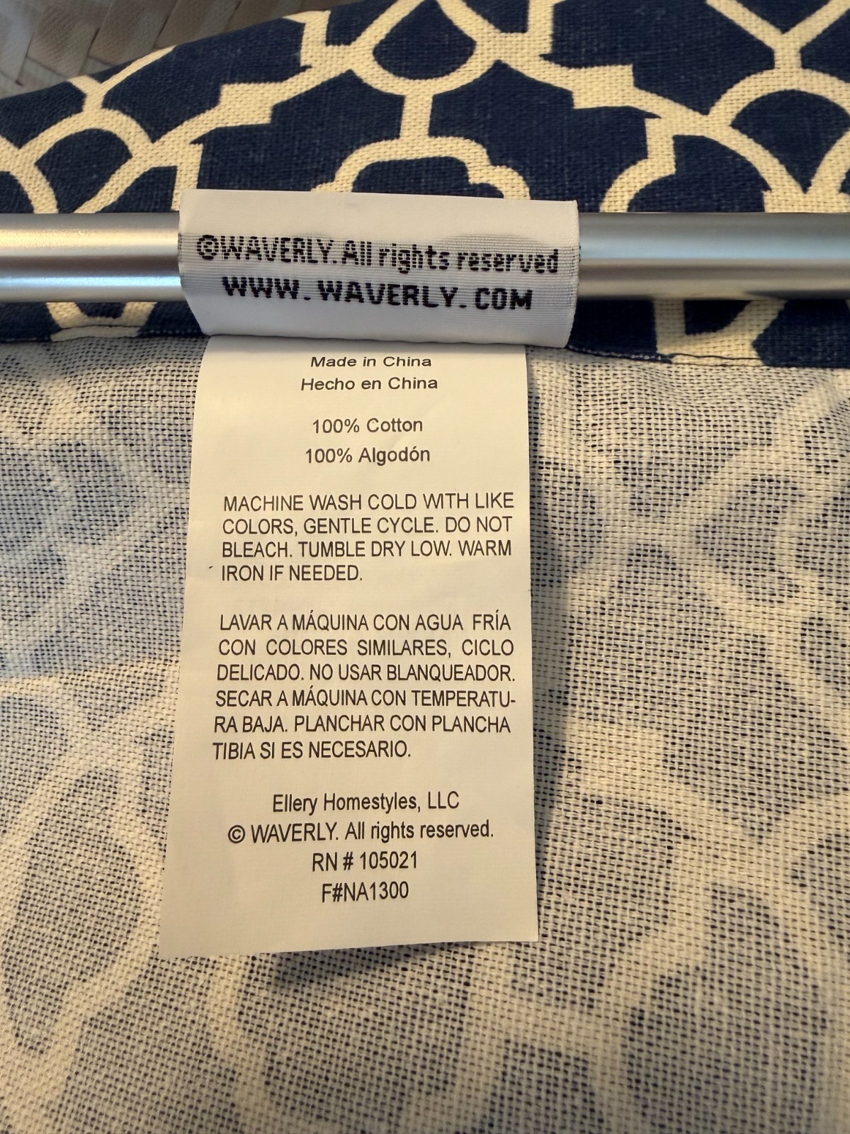1 Waverly Valance Indigo Blue White Wave Lattice 50 x 18.4 in. Home Classic