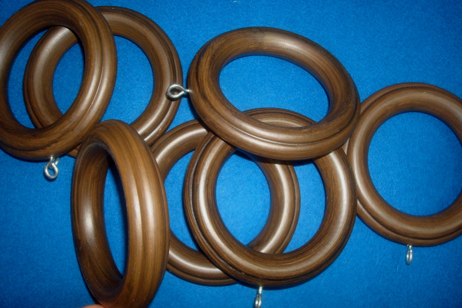 New 7 pc SELECT Wood Drapery Rod Rings for 2 1/4″ Pole Mocha ribbed 23-345-955