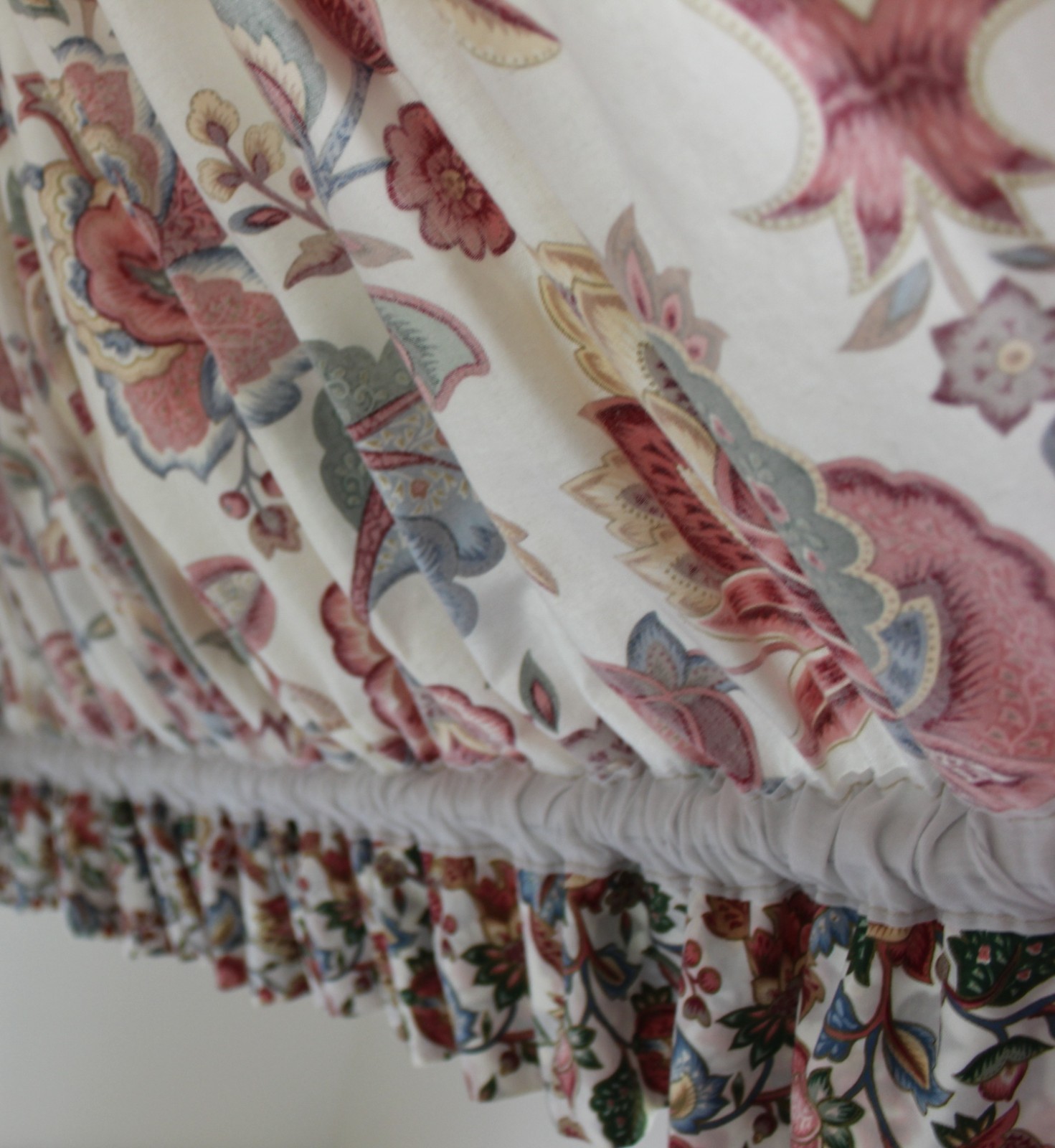 Custom Jacobean Floral Knightsbridge Valance 77×23 Dual Header Vintage 1990s