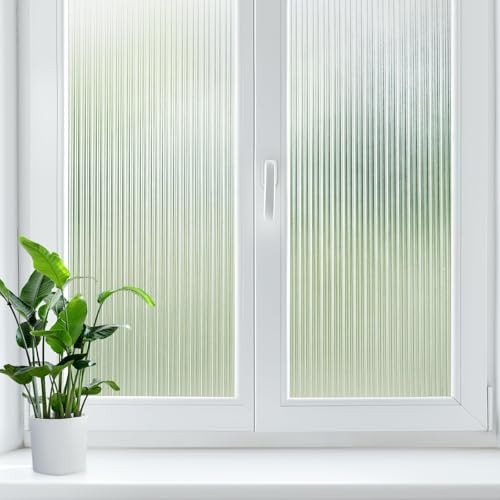 Reeded Glass Window Privacy Film, Frosted Glass 17.5″ x 78.7″ Reeded Clear