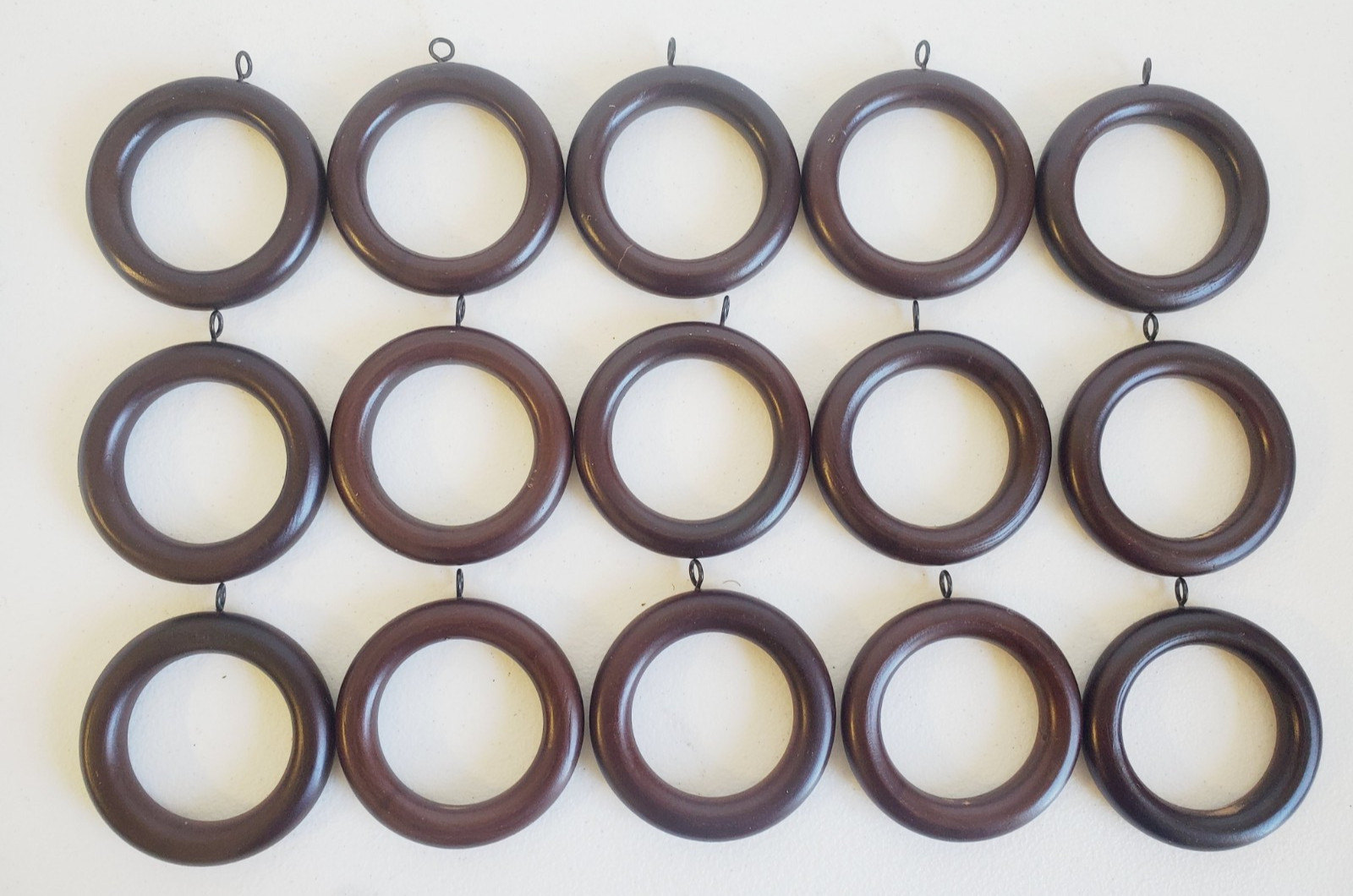 KIRSCH 15 Drapery WOOD Rings 1 3/8″ Diameter Dark Brown Curtain Rod Rings