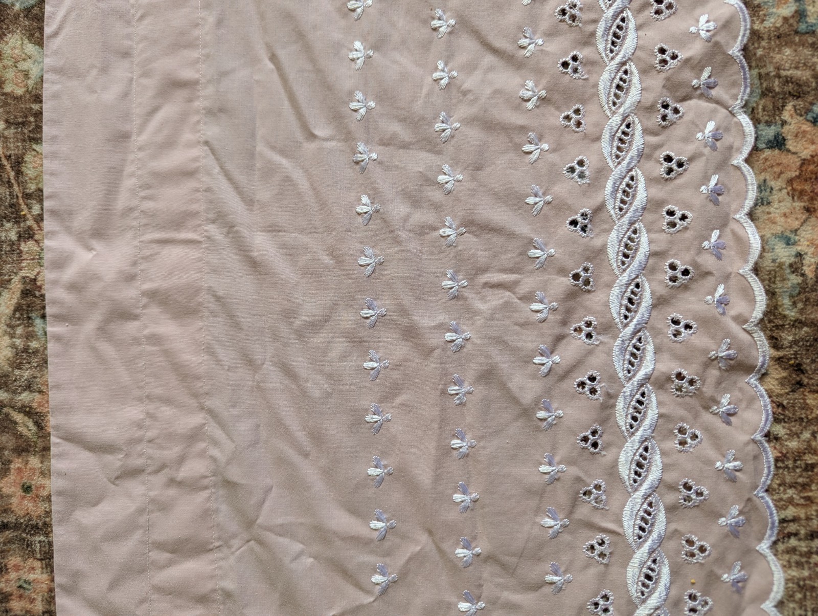 Handmade Pink Curtain with Eyelet Trim, Rectangular Bedroom Decor