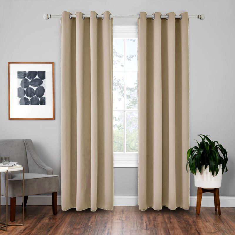 2 PCS New Blockout Curtains Thermal Blackout Curtains Fabric Pair Eyelet Bedroom