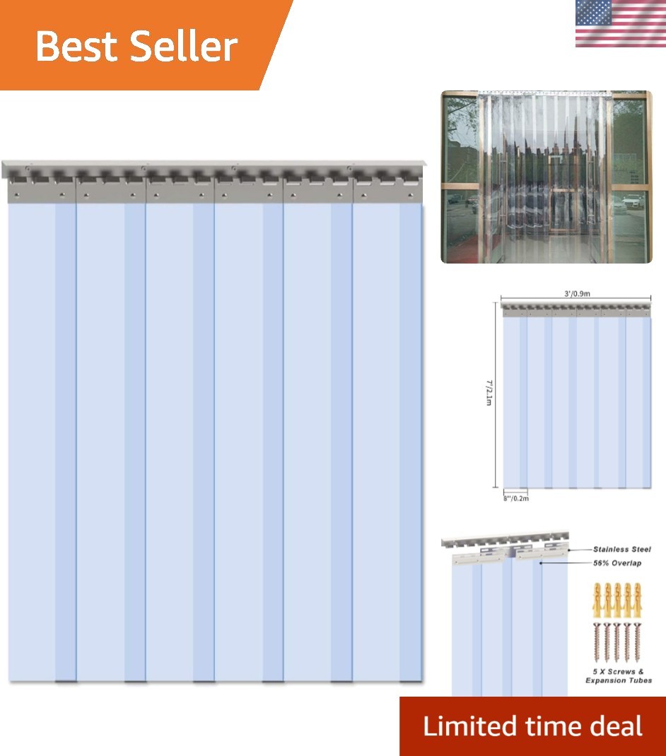 Indoor 6PCS Clear PVC Strip Curtains – Eco-Friendly, Waterproof & Stylish Design