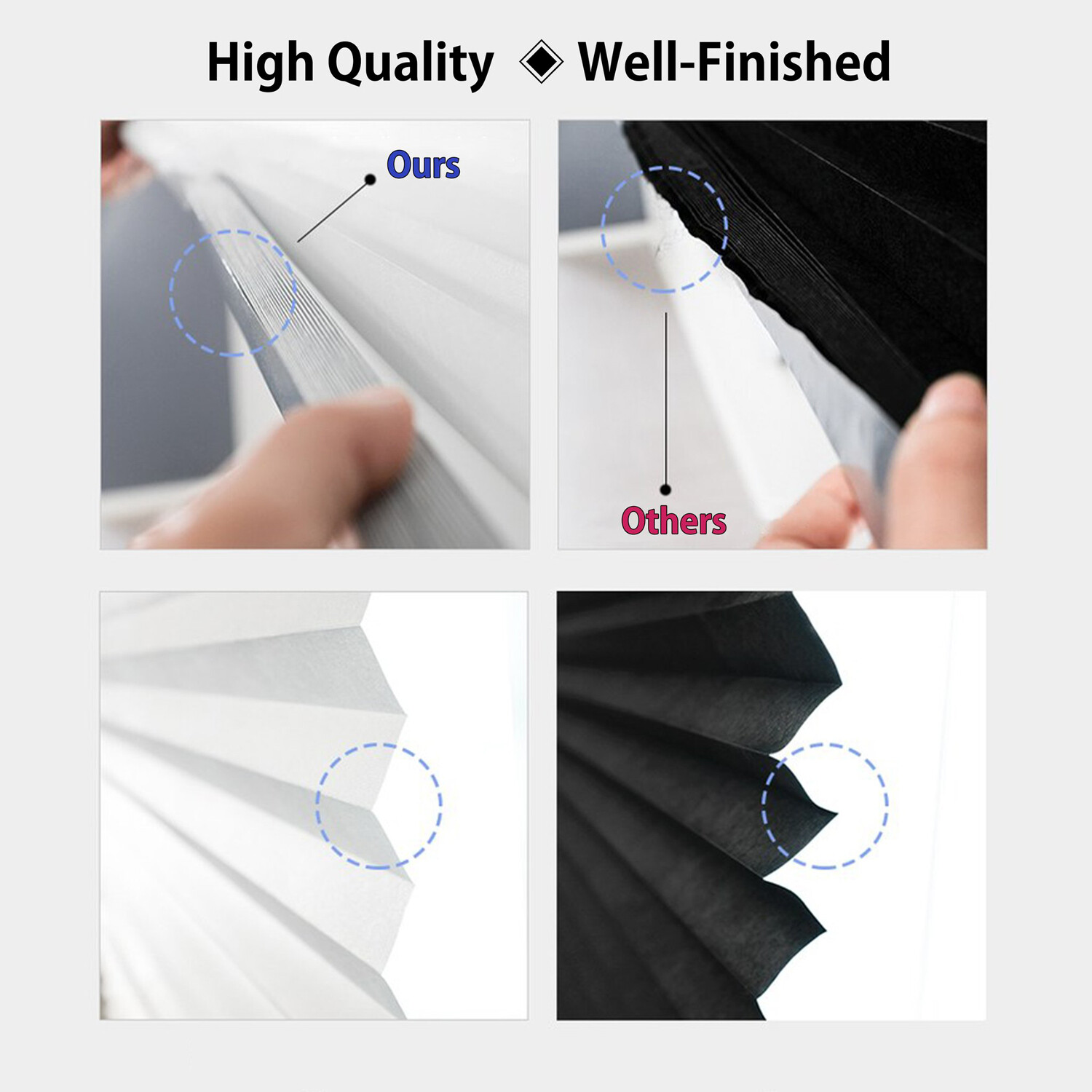[4 Pack] Versatile Self Shade Blinds No Tools Cellular Shades Korea Made 35×90″