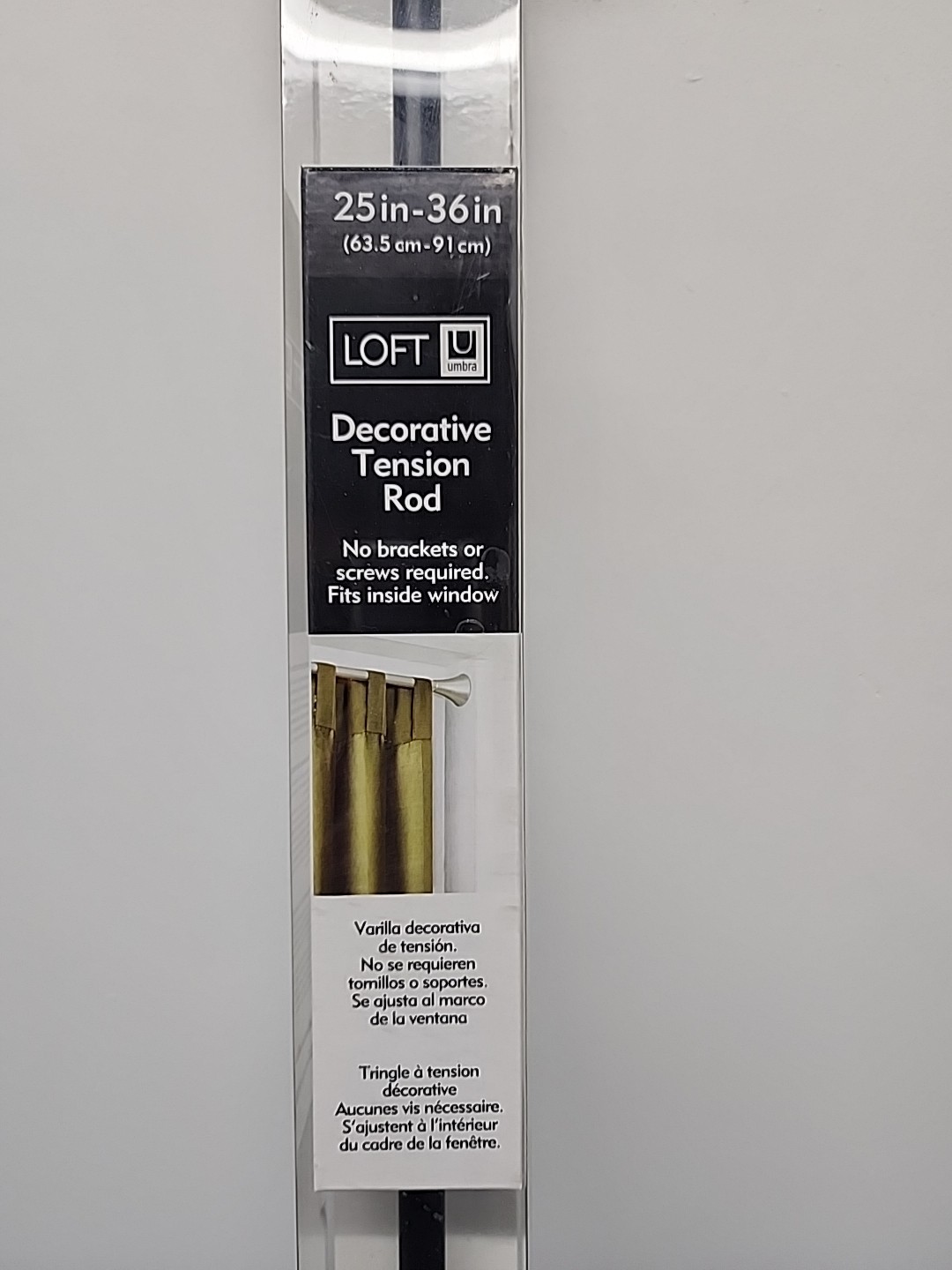 Loft by Umbra Decorative Tension Rod 25′ -36′ NEW BLACK
