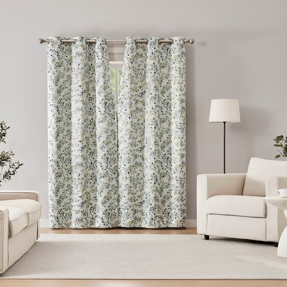 Sun Zero 2pc 40″x84″ Maureen 100% Blackout Painted Botanical Magnetic