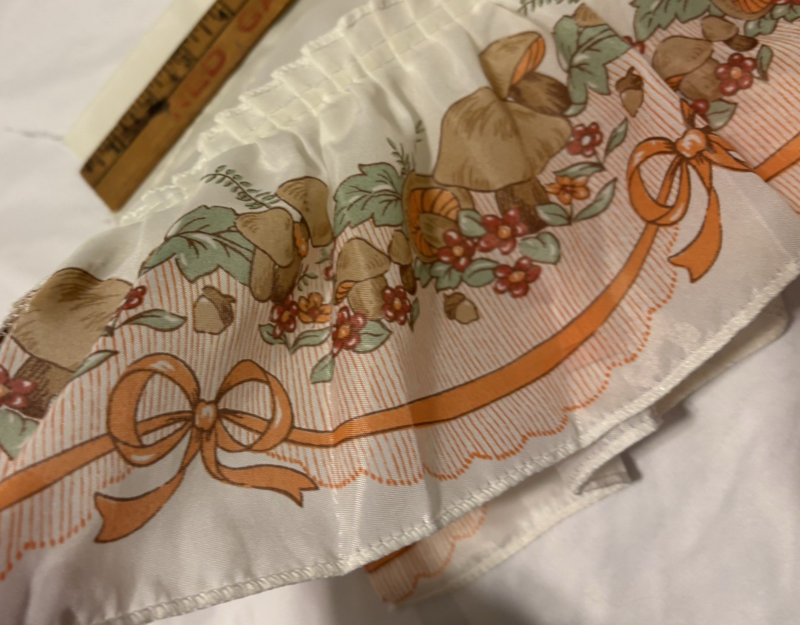 Vintage 70s Mushroom Valance Curtain Large 49” Woodland Cottagecore Ruffle USA