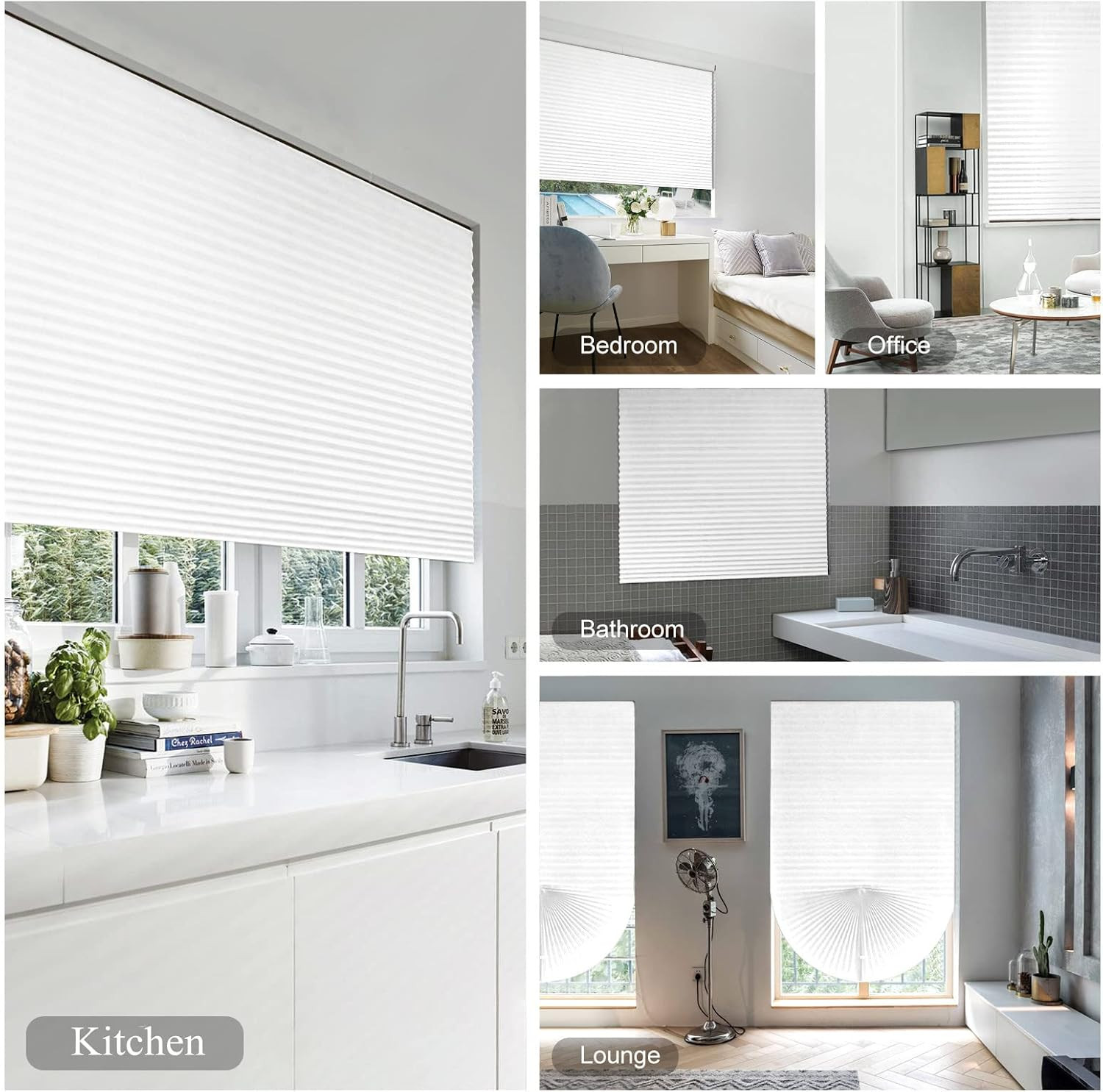 Cordless Blackout Pleated Fabric Shade Window Shades Blinds Darkening Temporary