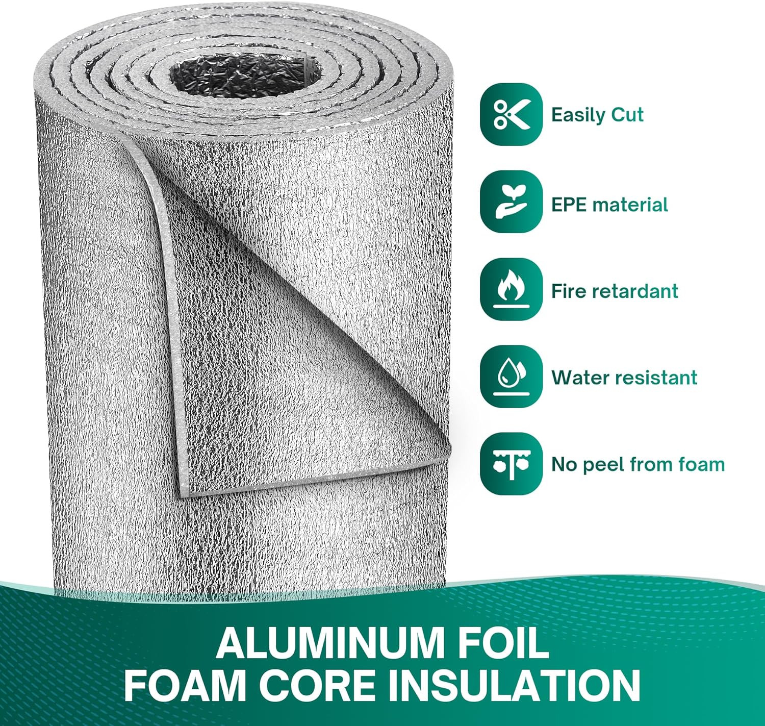 HADOR Reflective Window Film Insulation Roll 48 in X 10 Feet, Foil Aluminum Roll